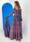 Purple Colour Alfaaz 3 New Exclusive Wear Chanderi Printed Gown With Dupatta Collection 3005